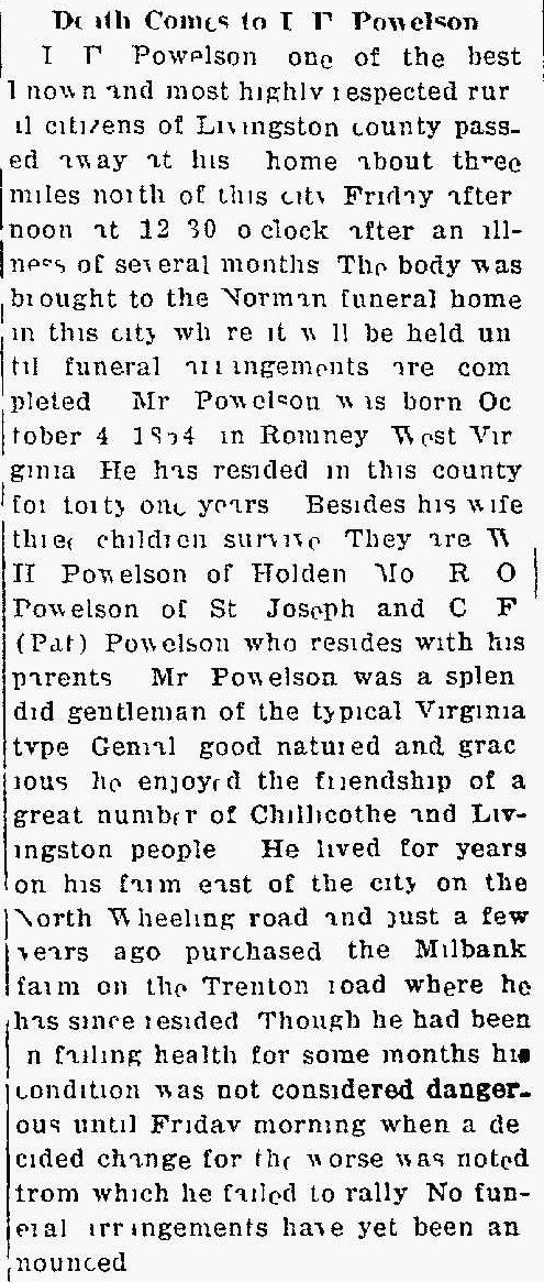I.F. Powelson Obituary