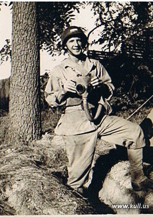 Lloyd Kull with gas mask